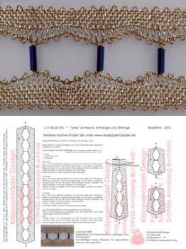 076 Klöppelbrief Schmuck-Anhänger+Armband+Ohrringe "Lines“